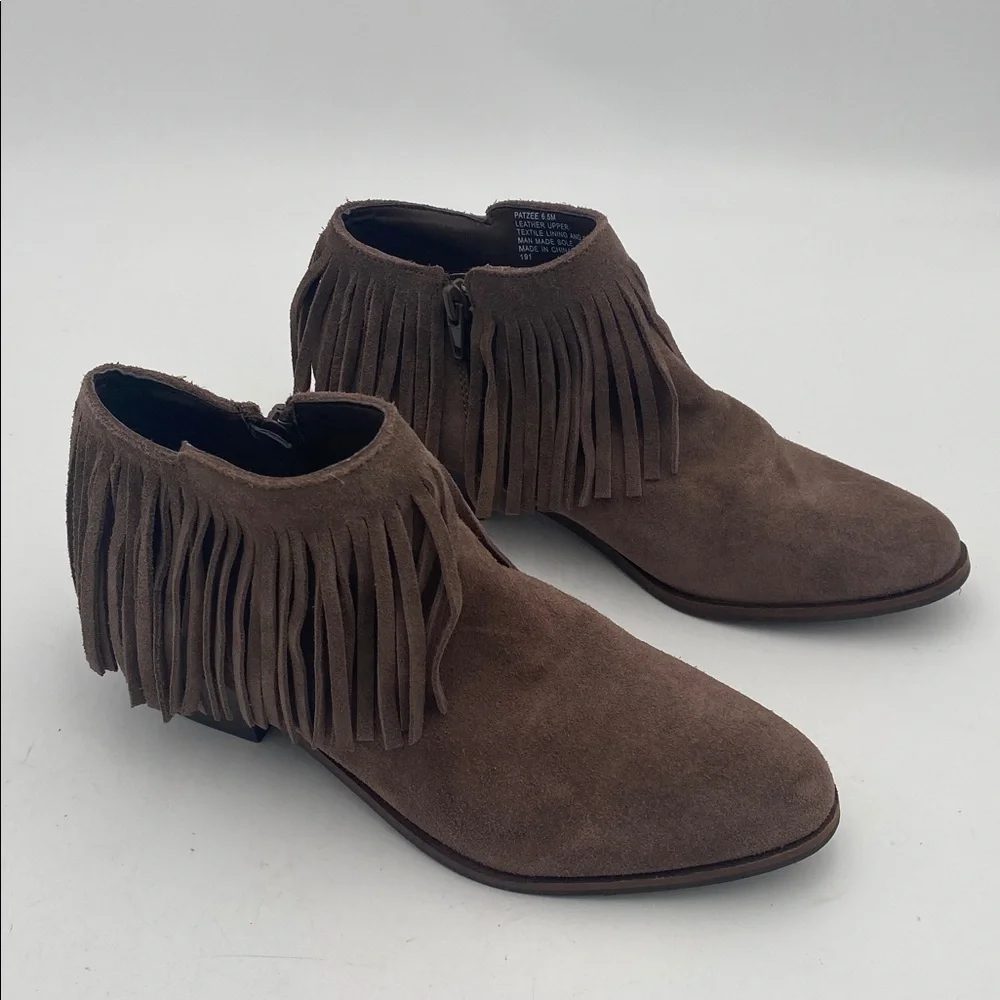 Steve Madden Brown Fringed Western Boots women 6.5M leather suede boho Festival